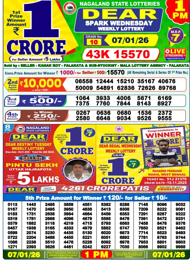 All Lottery Result Today 1PM